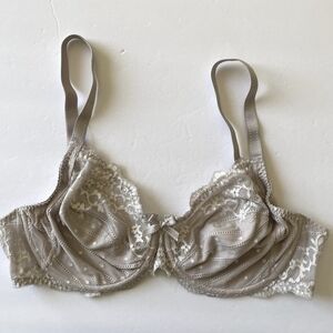 Chantelle Rive Gauche Taupe Grey Lace Underwire Bra Size 36D